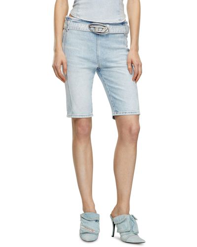 DIESEL Denim Shorts With Logo Belt - Blue