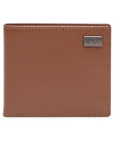 DIESEL Bi-fold Wallet In Grainy Leather - Brown
