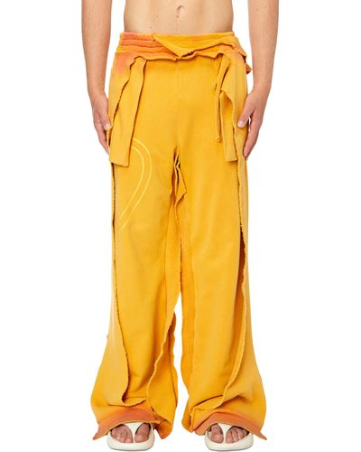 DIESEL Ripped And Dyed Dual-layer Track Trousers - Yellow