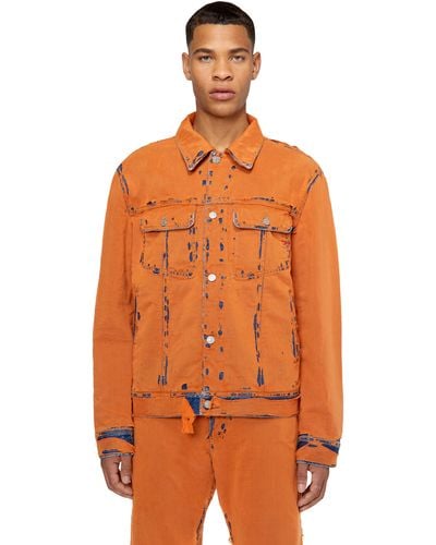 DIESEL Regular-fit Trucker Jacket In Muslin - Orange