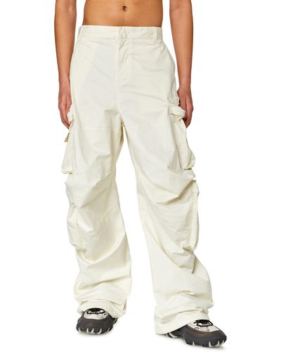 DIESEL Cargo Pants In Stretch Cotton Satin - Natural