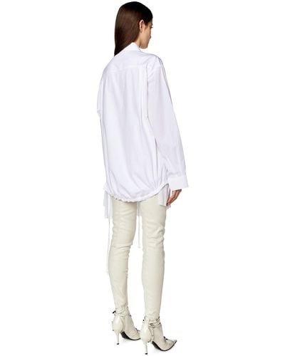 DIESEL Shirt Dress With Flouncy Trim - White