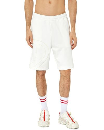 DIESEL Shorts sportivi con maxi logo D - Bianco