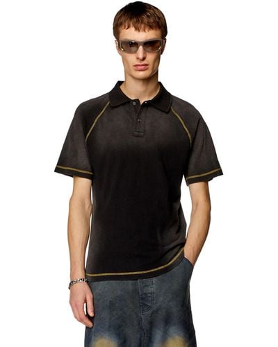 DIESEL Polo Shirt With Sun-faded Effects - Black