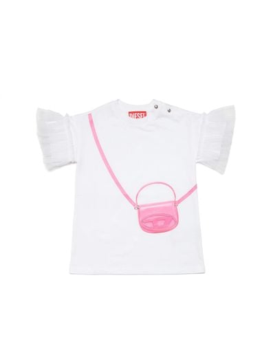 DIESEL T-Shirt Dress With Trompe L'Oeil Bag - Pink