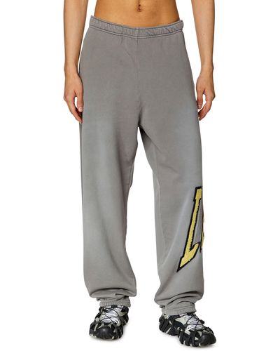 DIESEL College Track Pants With Lies Patches - Gray