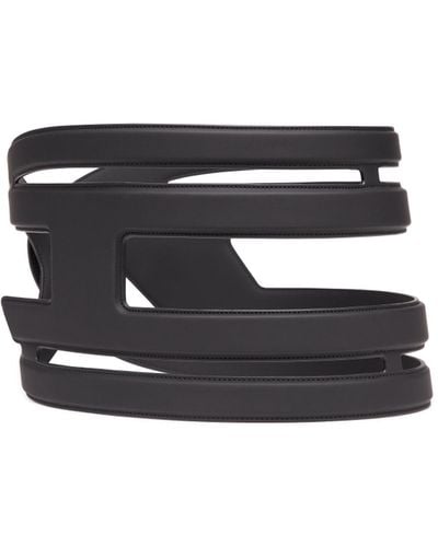 DIESEL Oval-D Leather Belt - Black