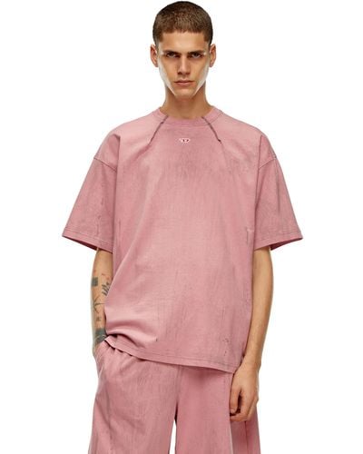 DIESEL T-shirt In Plaster Effect Jersey - Pink
