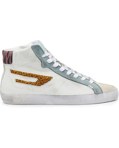 DIESEL High-top Trainers With Animalier Panels - Multicolour