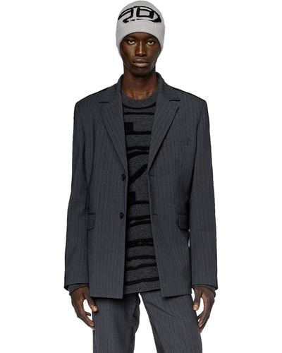 DIESEL Blazer In Pinstriped Cool Wool And Jersey - Blue