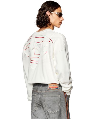 DIESEL Ripped Sweatshirt With Logo Embroidery - White