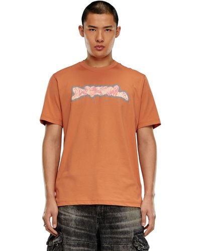 DIESEL T-shirt With Zebra-camo Motif - Orange
