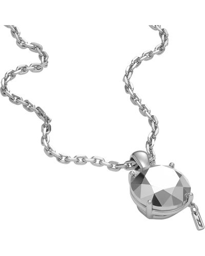 DIESEL Sterling Silver Diamond Cut Necklace - Metallic