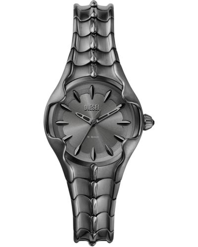 DIESEL Vert Armbanduhr aus metallgrauem Edelstahl mit drei Zeigern - Schwarz