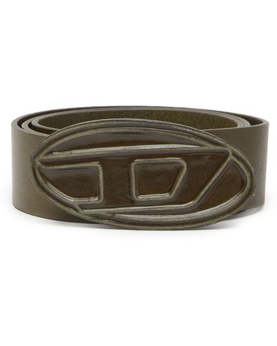 DIESEL Leather Belt With Leather 'd' Buckle - Green