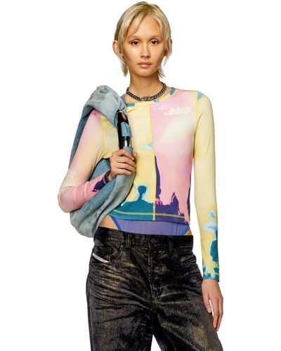 DIESEL Paneled Top With Multicoloured Print - Multicolor