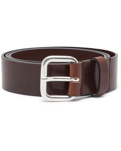 DIESEL Leather Belt With Metal Logo Insert - Brown
