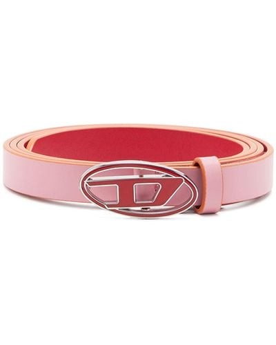 DIESEL Leather Belt With Contrast Edges - Red