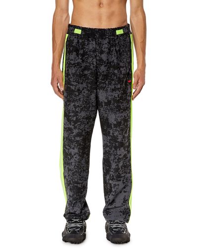 DIESEL Woven Track Pants With Cloudy Print - Black
