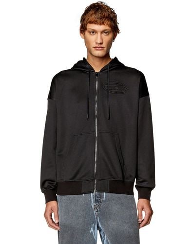 DIESEL Sweat-shirt à capuche zippé avec logo Oval D embossé - Noir