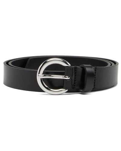 DIESEL Leather Belt With Round Buckle - Black
