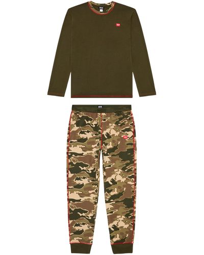 DIESEL Pyjamas aus Baumwolle mit Camouflage-Prints - Grün