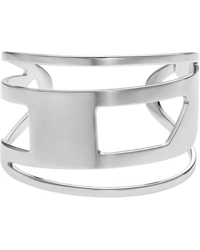 DIESEL Stainless Steel Cuff Bracelet - White