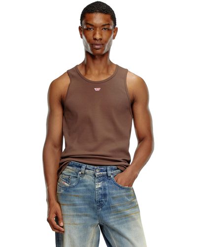DIESEL Tank Top With Mini D Logo Patch - Red