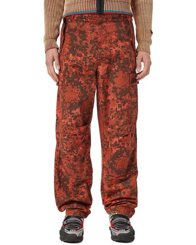 DIESEL Cargo Trousers With Camo Print - Brown