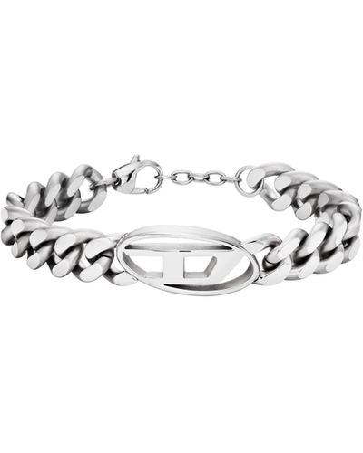 DIESEL Oval D Logo Chain Bracelet - White