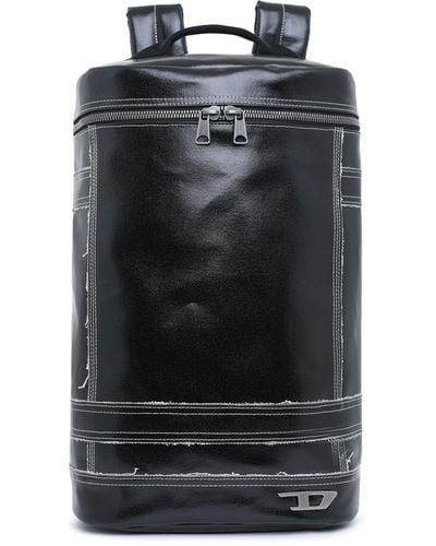 DIESEL Backpack In Raw-cut Coated Canvas - Black