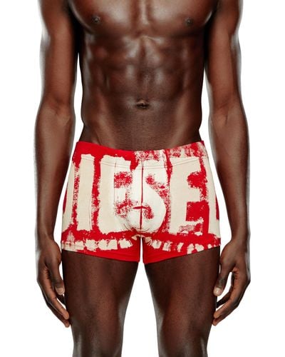 DIESEL Boxer Briefs With Blurry Super Logo - Red