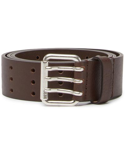 DIESEL Leather Belt With Triple-prong Buckle - Multicolour