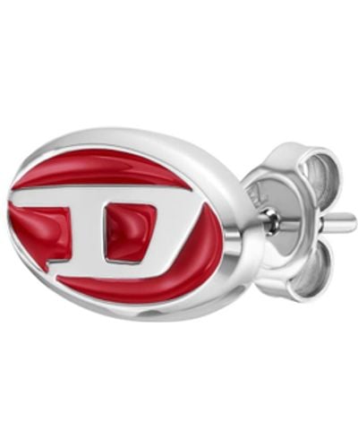 DIESEL Red Enamel And Stainless Steel Single Stud Earring - Metallic