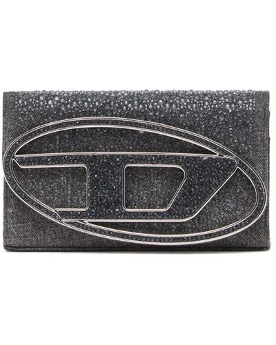 DIESEL Portemonnaie-Tasche aus Kristall-Denim - Grau