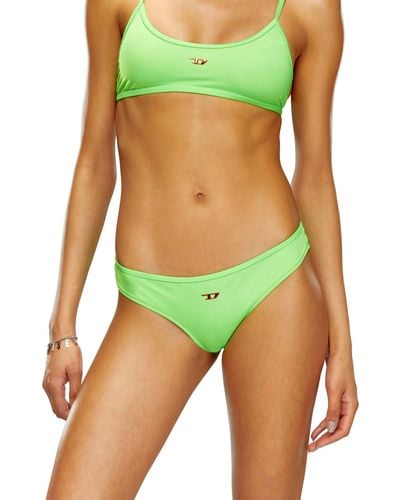 DIESEL Neon Bikini Bottoms With D Logo - Green