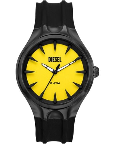 DIESEL Streamline Armbanduhr aus schwarzem Silikon - Gelb