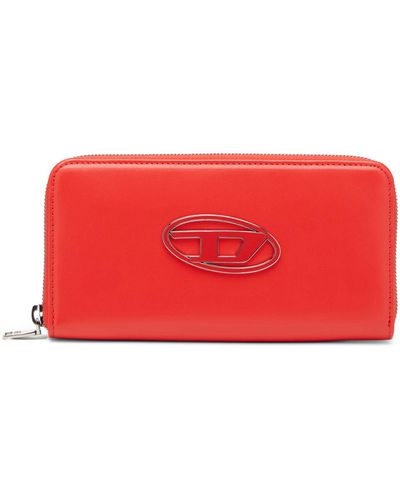 DIESEL Zip-around Wallet In Nappa Leather - Red