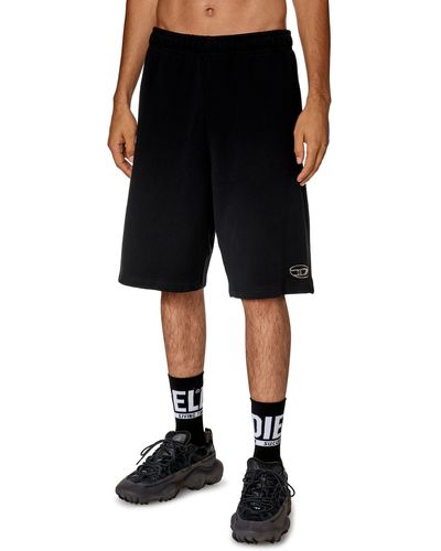 DIESEL Sweat Shorts With Injection Molded Logo - Black