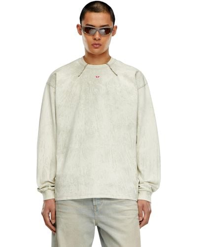 DIESEL Long-sleeve T-shirt In Plaster Jersey - Natural