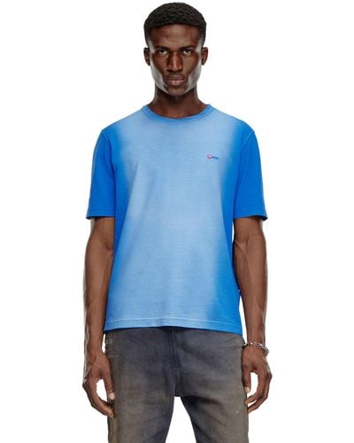 DIESEL T-shirt In Sprayed Cotton Jersey - Blue