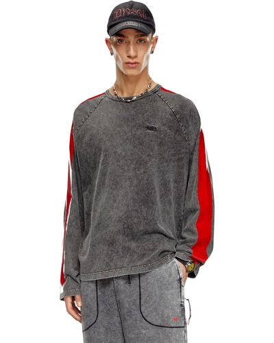 DIESEL Long-Sleeve T-Shirt With Glossy Bands - Grey