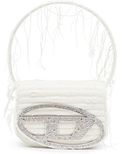 DIESEL 1DR - Ikonische Schultertasche aus Canvas und Leder - Schultertaschen - Damen - Weiss - Weiß