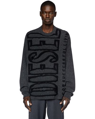 DIESEL K-floyd Logo-intarsia Wool Sweater - Black