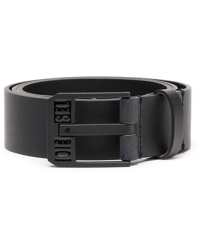 DIESEL Leather Belt With Star Logo Buckle - Black