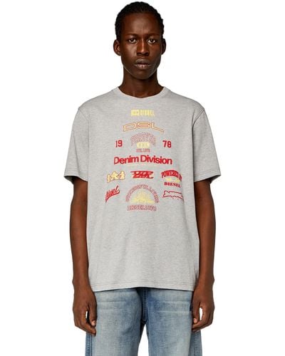 DIESEL T-shirt With Mixed Logo Prints - Red