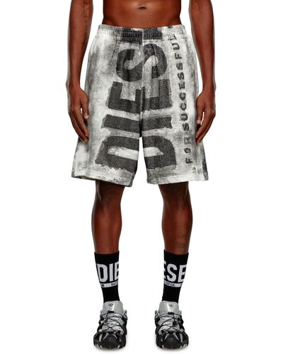 DIESEL Color Bleed Super Logo Sweat Shorts - Black