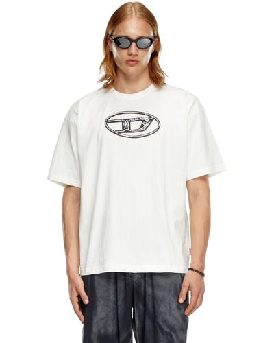 DIESEL Faded T-shirt With Oval D Print - White