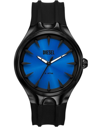 DIESEL Streamline Three-hand Black Silicone Watch - Blue