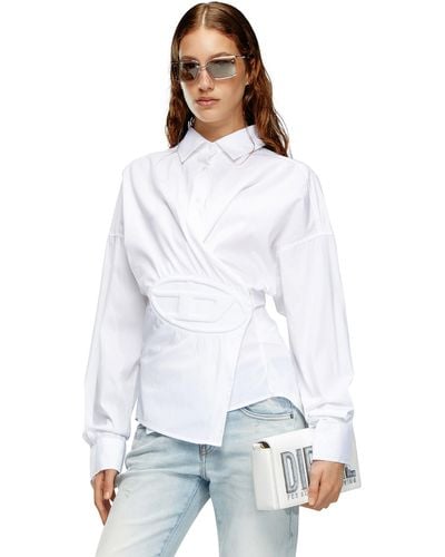 DIESEL Wrap Shirt With Embossed Logo - White